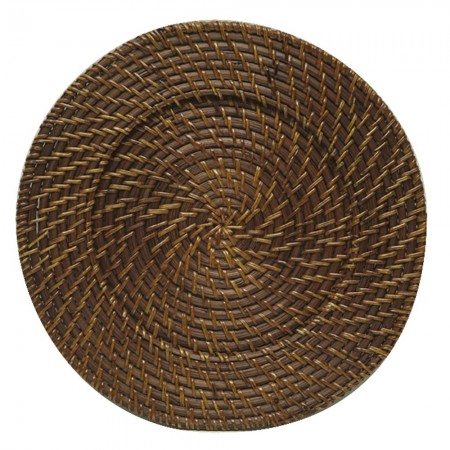 The Jay Companies 1660410P Round Brown Rattan Charger Plate 13"