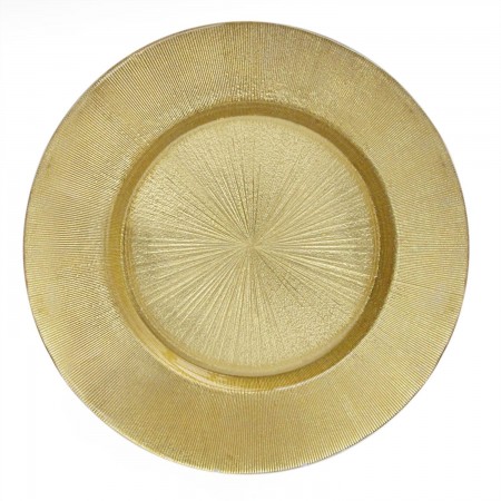 The Jay Companies 1900013 Round Glass Gold Star Burst Charger Plate 13"