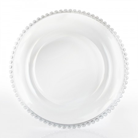 The Jay Companies 1900036 Round Clear Beaded Glass Charger Plate 13"