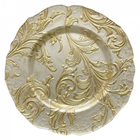 The Jay Companies 1900049 Round Vanessa Gold Glass Charger Plate 13"