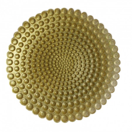 The Jay Companies 1900054 Round Pearl Gold Glass Charger Plate 13"