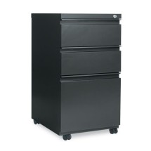 Three-Drawer Metal Pedestal File with Full-Length Pull, 14.96w x 19.29d x 27.75h, Charcoal