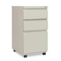 Three-Drawer Metal Pedestal File with Full-Length Pull, 14.96w x 19.29d x 27.75h, Putty
