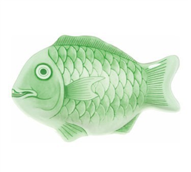 Thunder Group 1200CFG Light Green Fish Shape Melamine Platter 12" - 1 doz