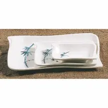 Thunder Group 1608BB Blue Bamboo Melamine Wave BBQ Plate 5-3/4&quot; x 4&quot;