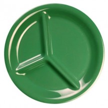 Thunder Group CR710GR Green 3-Compartment Melamine Plate 10-1/4&quot; - 1 doz