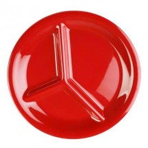 Thunder Group CR710PR Pure Red 3-Compartment Melamine Plate 10-1/4&quot; - 1 doz