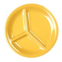 Thunder Group CR710YW Yellow 3-Compartment Melamine Plate 10-1/4&quot; - 1 doz