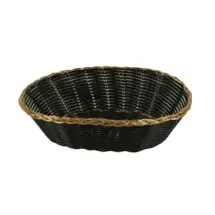 Thunder Group PLBB900G Oval Plastic Basket, Black with Gold Trim 9&quot; x 6-7/8&quot; - 1 doz