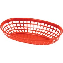 Thunder Group PLBK938R Red Oval Polypropylene Fast Food Basket 9-3/8&quot;