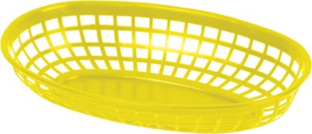 Thunder Group PLBK938Y Yellow Oval Polypropylene Fast Food Basket 9-3/8"