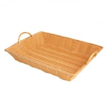 Thunder Group PLBN1712T Plastic Hand-Woven Basket With Handle 17&quot; x 12-3/4&quot;