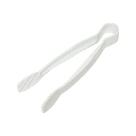 Thunder Group PLFTG012WH White Polycarbonate Flat Grip Serving Tongs 12"