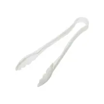 Thunder Group PLSGTG009WH White Polycarbonate Scallop Grip Tongs 9&quot;
