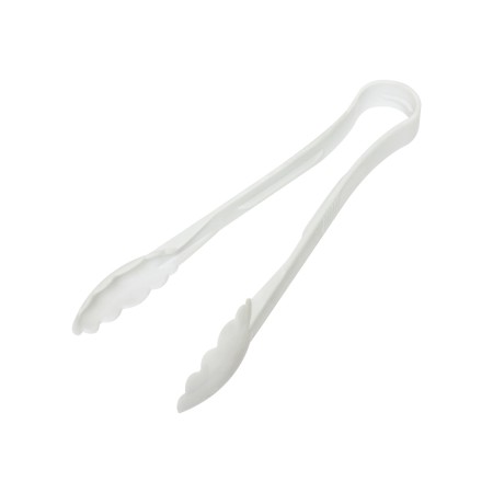 Thunder Group PLSGTG012WH White Polycarbonate Scallop Grip Tongs 12"