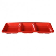 Thunder Group PS5103RD Passion Red Melamine Rectangular 3 Section Compartment Tray 28 oz. - 1/2 doz.