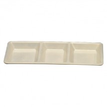 Thunder Group PS5103V Passion Pearl Melamine Rectangular 3 Section Compartment Tray 28 oz. - 1/2 doz.