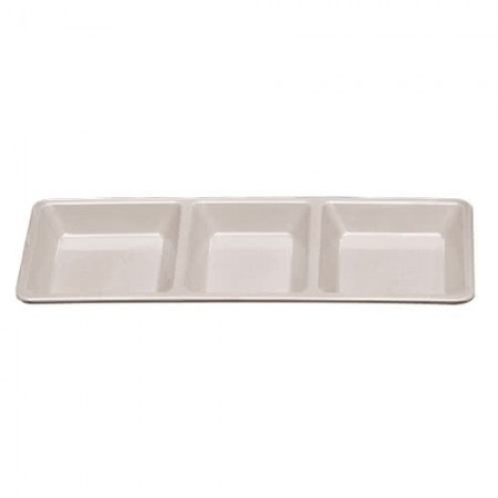 Thunder Group PS5103W Passion White Melamine Rectangular 3 Section Compartment Tray - 1/2 doz.