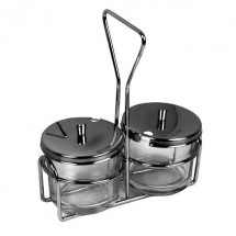 Thunder Group SLCJH002 Stainless Steel 2-Hole Condiment Rack, Rack Only 