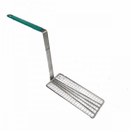 Thunder Group SLFBP010 Stainless Steel Fry Basket Press With Green Handle 4-3/4" x 10-3/4"
