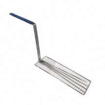 Thunder Group SLFBP014 Stainless Steel Fry Basket Press With Blue Handle 5-3/4&quot; x 14-1/2&quot;