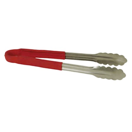 Thunder Group SLTG810R Stainless Steel  Red Handle Utility Tongs, 10"