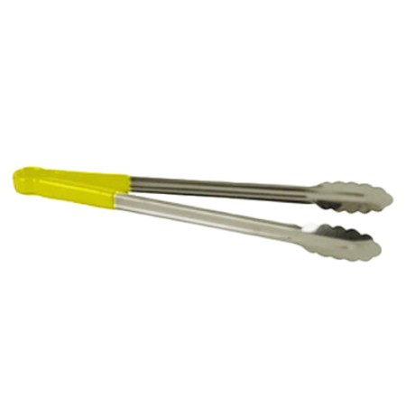 Thunder Group SLTG810Y Stainless Steel  Yellow Handle Utility Tongs, 10"