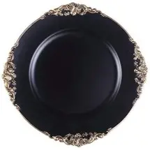 TigerChef Round Antique Black Charger Plate 13"