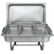 TigerChef Stainless Oblong 8 Quart Chafer with Third Size Inserts