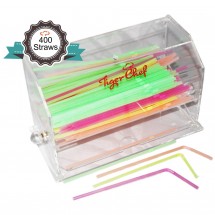 TigerChef Acrylic Straw Dispenser with 400 Straws