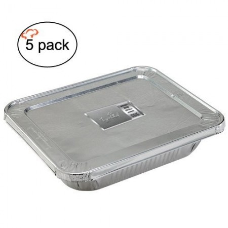 TigerChef Aluminum Full Size Foil Pans and Lids - 5 sets
