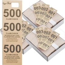 TigerChef Beige 3-Part Coat Check Tickets, 500 Box - 3/Pack