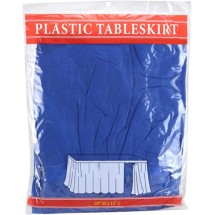 TigerChef Blue Plastic Table Skirt 14&quot; x 29&quot;- 3 pcs