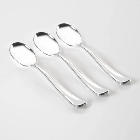 TigerChef Classic Design Silver Plastic Spoons - 20 pcs