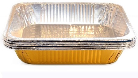 TigerChef Gold Disposable Half Size Aluminum Foil Steam Table Baking Pans 9" x 13" - 5 pcs