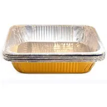 TigerChef Gold Disposable Half Size Aluminum Foil Steam Table Baking Pans 9 x 13 - 5 pcs