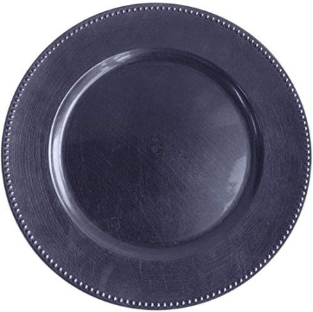 TigerChef Navy Blue Round Beaded Charger Plate 13", Set of 2
