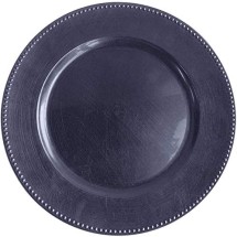 TigerChef Navy Blue Round Beaded Charger Plate 13, Set of 2