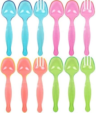 TigerChef Neon Salad Serving Forks and Spoons Set, Set of 12
