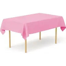 TigerChef Perfect Pink Heavy Duty Plastic Tablecloth, 54&quot; x 108&quot;, 3/Pack