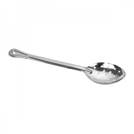 TigerChef Perforated Stainless Steel Basting Spoon with Flat Handle 15"