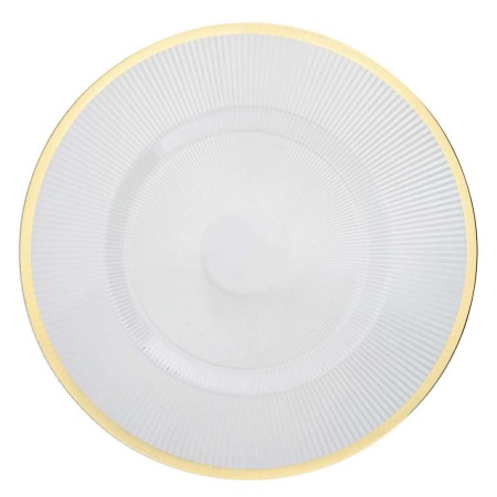 TigerChef Ribbed Clear and Gold Plastic Charger Plate 13"