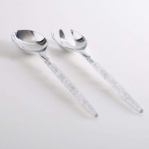 TigerChef Silver Glitter Two Tone Plastic Serving Spoon/Fork Set