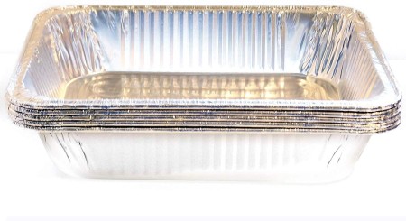 TigerChef White Disposable Full Size Aluminum Foil Steam Table Baking Pans, 19 5/8" x 11 5/8" x 2-3/16" - 5 pcs