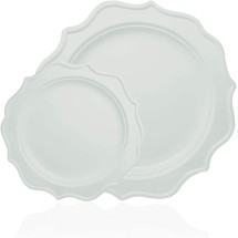TigerChef White Scalloped Rim Disposable Plates Set, Includes 10&quot; and 8&quot; Plates, Service for 48