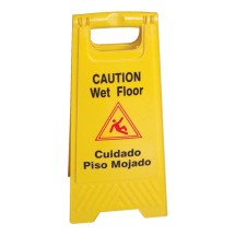 TigerChef Yellow Plastic Wet Floor Caution Sign - 4 pcs