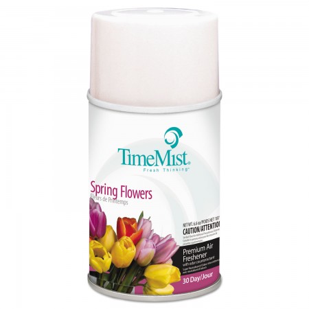 TimeMist Premium Metered Air Freshener Refill, Spring Flowers, 5.3 oz. Aerosol, 12/Carton