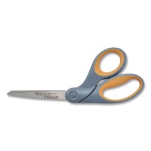 Titanium Bonded Scissors, 8" Long, 3.5" Cut Length, Gray/Yellow Offset Handle