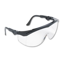 Tomahawk Wraparound Safety Glasses, Black Nylon Frame, Clear Lens, 12/Box