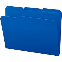 Top Tab Poly Colored File Folders, 1/3-Cut Tabs, Letter Size, Blue, 24/Box